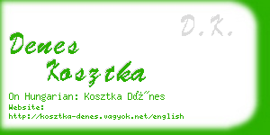 denes kosztka business card